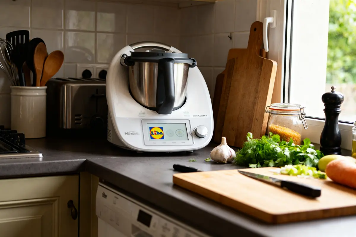 pexels-michal-pech-213601-757318 (1) Robot de cuisine Monsieur Cuisine Lidl sur un comptoir avec légumes et épices préparés