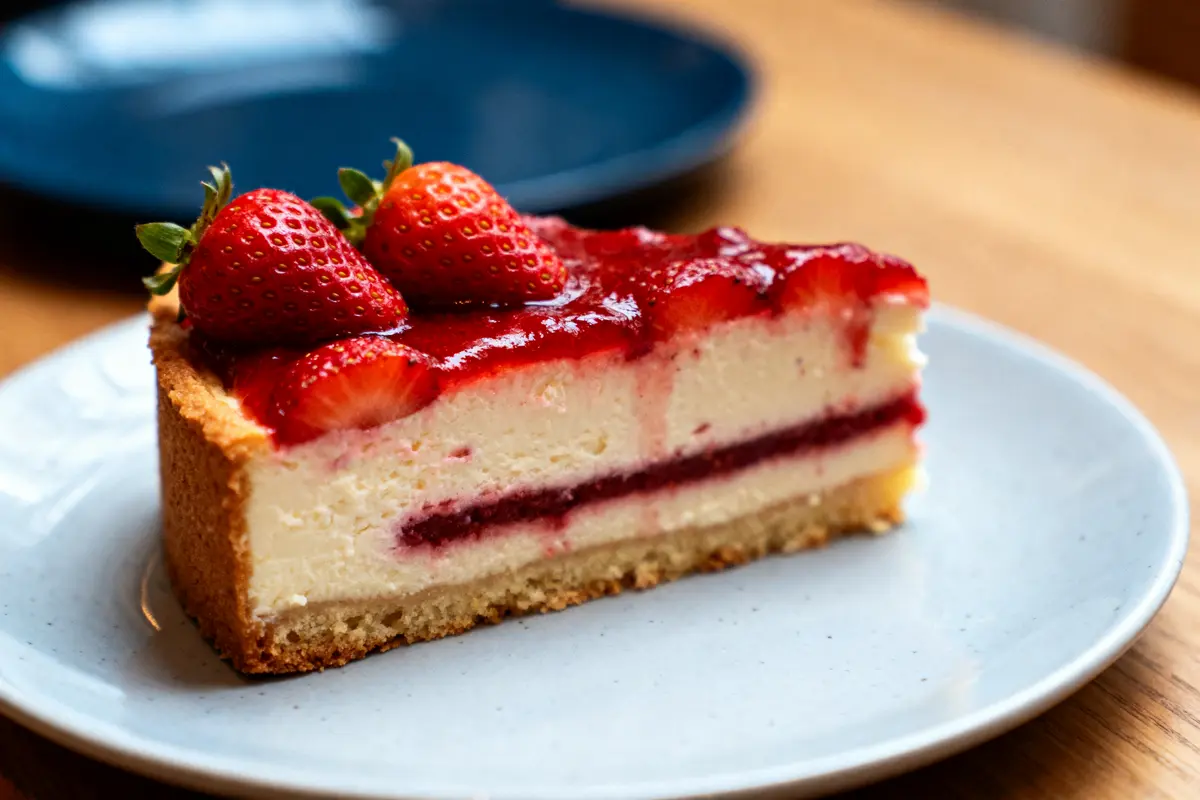 pexels-michal-pech-213601-757318 (1) Part de fraisier avec fraises fraßches sur assiette, évoquant la calorie d'un fraisier délicieux