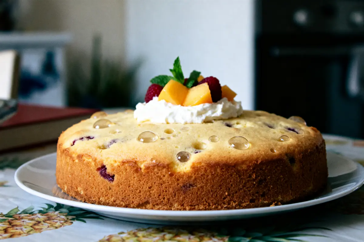 pexels-michal-pech-213601-757318 (1) Gâteau au yaourt avec fruits frais et crème sur assiette blanche décorative